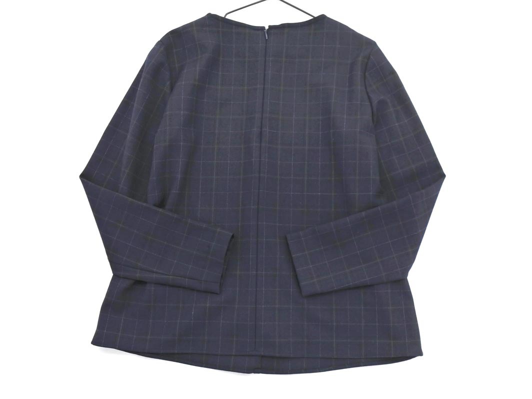 theory luxe セオリーリュクス ウール混 チェック ブラウス シャツ size38/紺 ◇■ ☆ fkb2 レディース_画像6