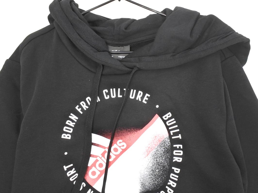 新品 adidas アディダス プリント プルオーバー パーカー sizeS/黒 ◇■ ☆ fkb2 レディース_画像3