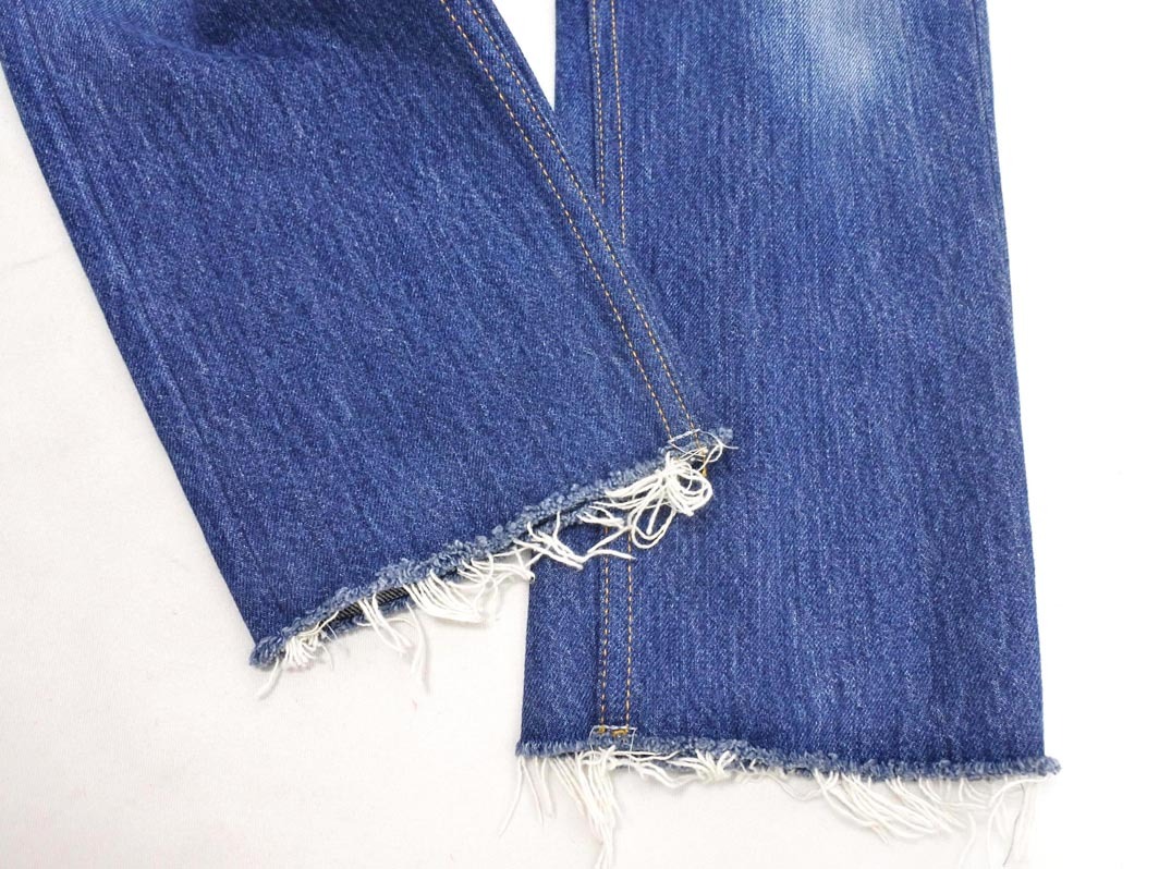 リダン リーバイス ユナイテッドアローズ 取扱 カットオフ ボタンフライ テーパード デニムパンツ size27/青 ■■ ☆ fkb2 レディース_画像2