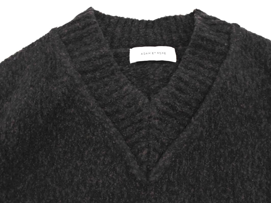 ADAM ET ROPE’ アダムエロペ ウール混 Vネック ニット セーター sizeF/黒 ◇■ ☆ fkb4 レディース_画像2