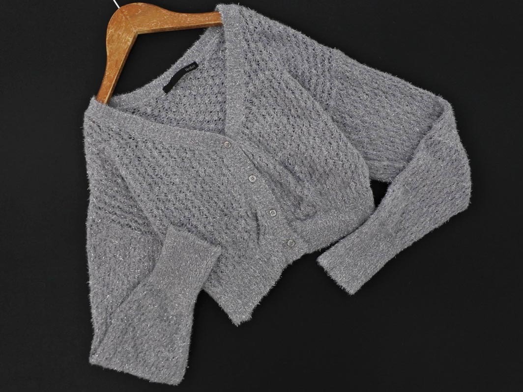 Heather ヘザー ラメ ショート丈 カーディガン sizeF/グレー ◇■ ☆ fkb4 レディース_画像1