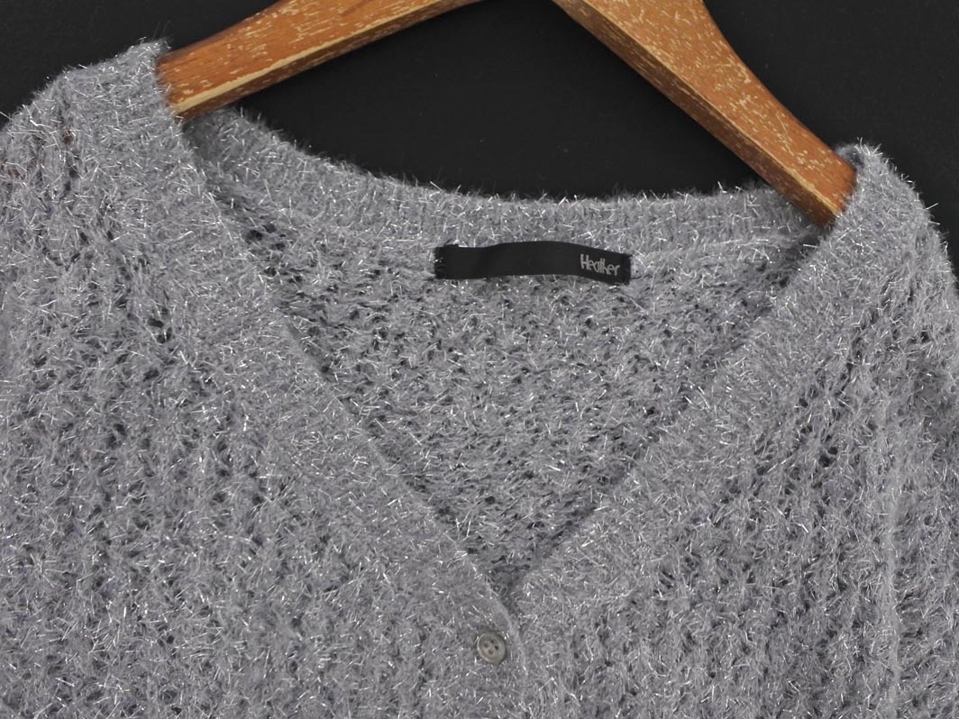 Heather ヘザー ラメ ショート丈 カーディガン sizeF/グレー ◇■ ☆ fkb4 レディース_画像2