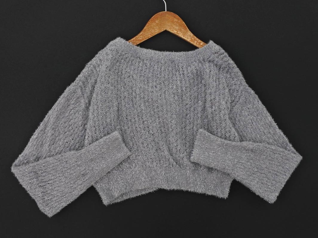 Heather ヘザー ラメ ショート丈 カーディガン sizeF/グレー ◇■ ☆ fkb4 レディース_画像4