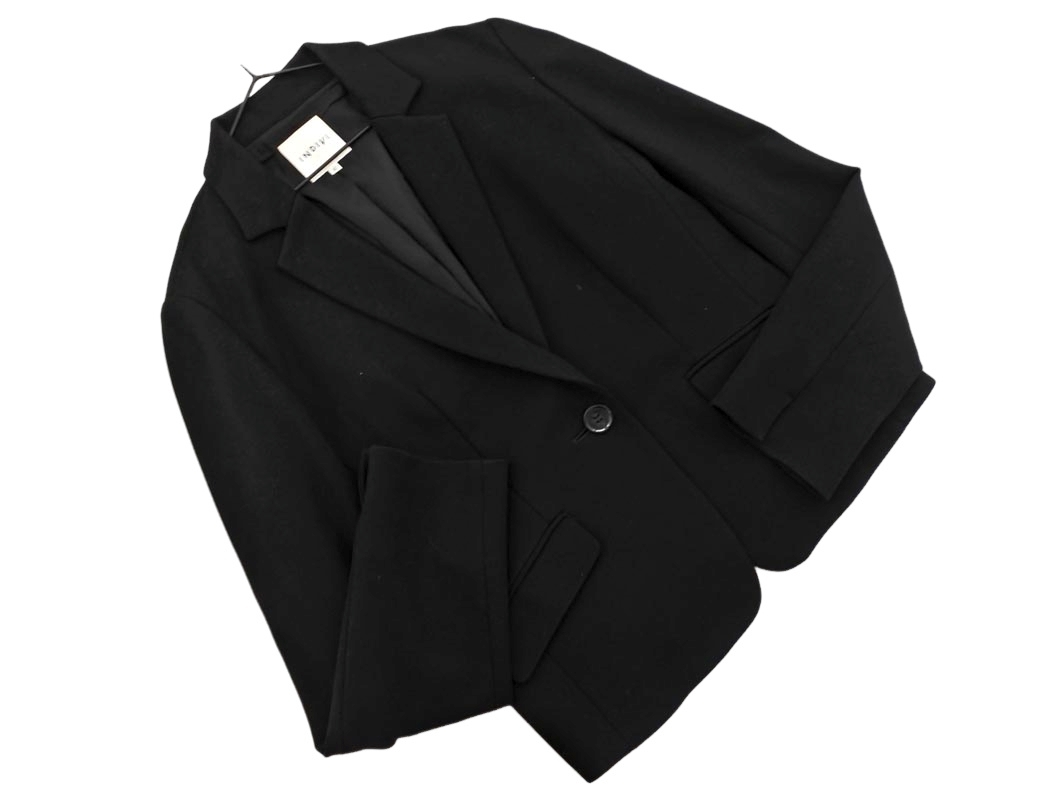INDIVI インディヴィ テーラード ジャケット size40/黒 ■■ ☆ fkb4 レディース_画像1