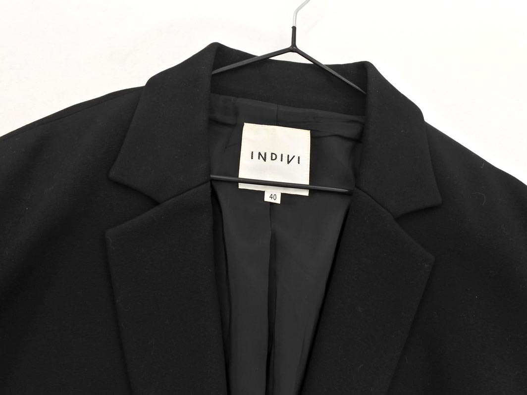 INDIVI インディヴィ テーラード ジャケット size40/黒 ■■ ☆ fkb4 レディース_画像3