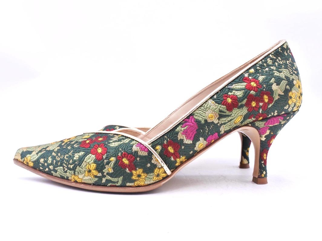 NEBULONI E ネブローニ 花柄刺繍 パンプス size37(24.0cm)/緑 ■■ ☆ fkb3 レディース_画像2