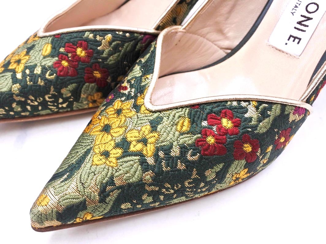 NEBULONI E ネブローニ 花柄刺繍 パンプス size37(24.0cm)/緑 ■■ ☆ fkb3 レディース_画像7