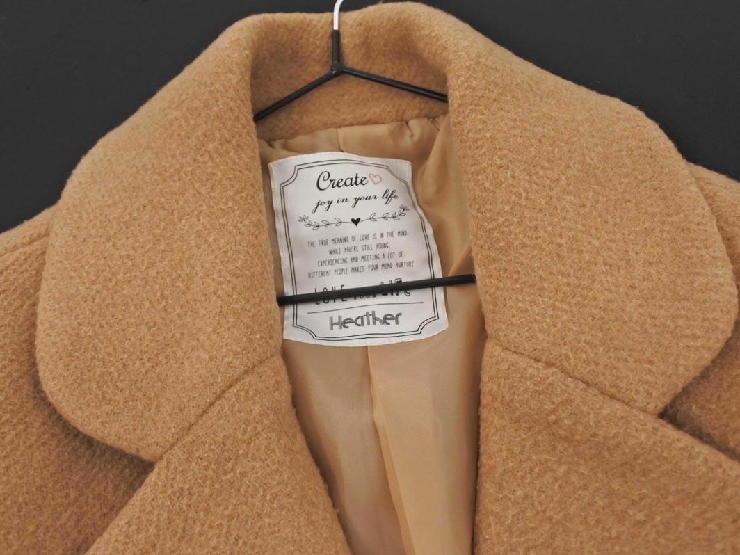 Heather Heather шерсть . длинное пальто sizeS/ бежевый *# * fkb4 женский 