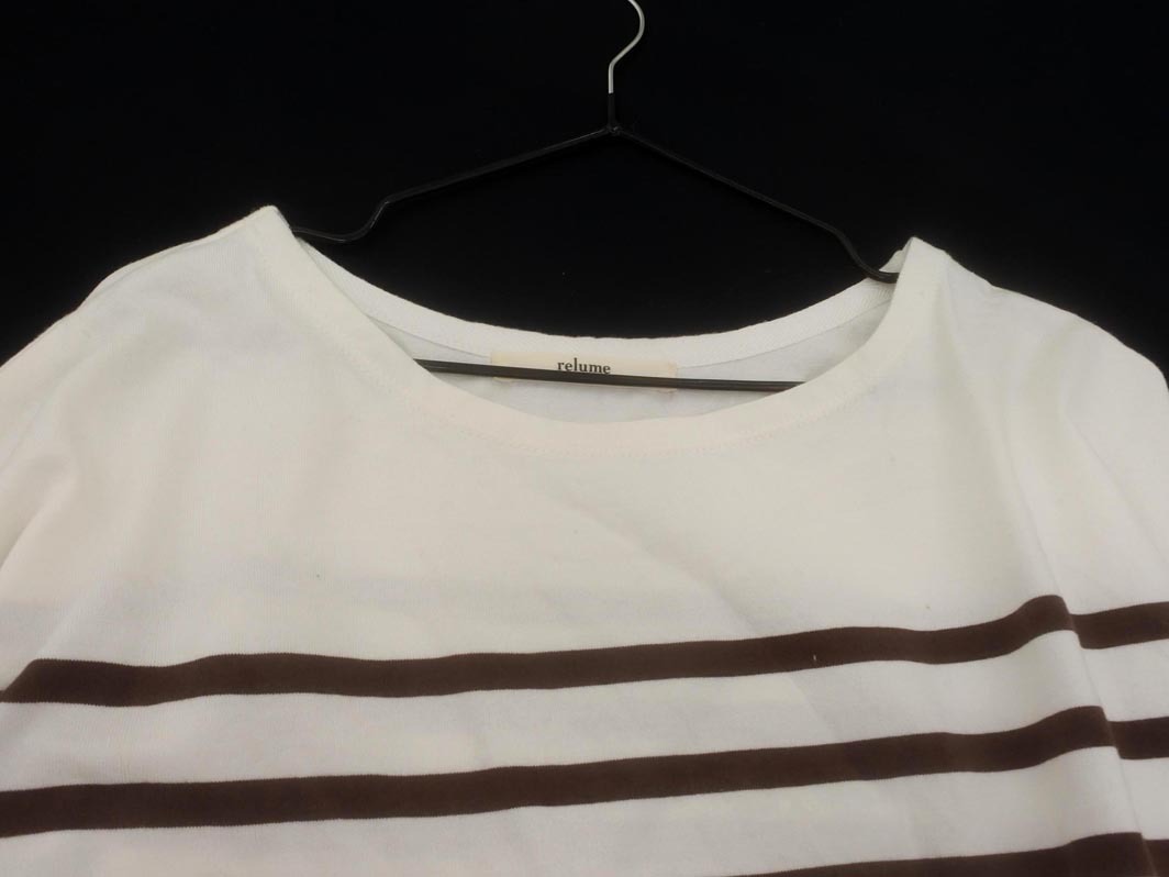 JOURNAL STANDARD relume ジャーナルスタンダードレリューム ボーダー カットソー sizeF/白ｘ茶 ◇■ ☆ fkb4 レディース_画像3