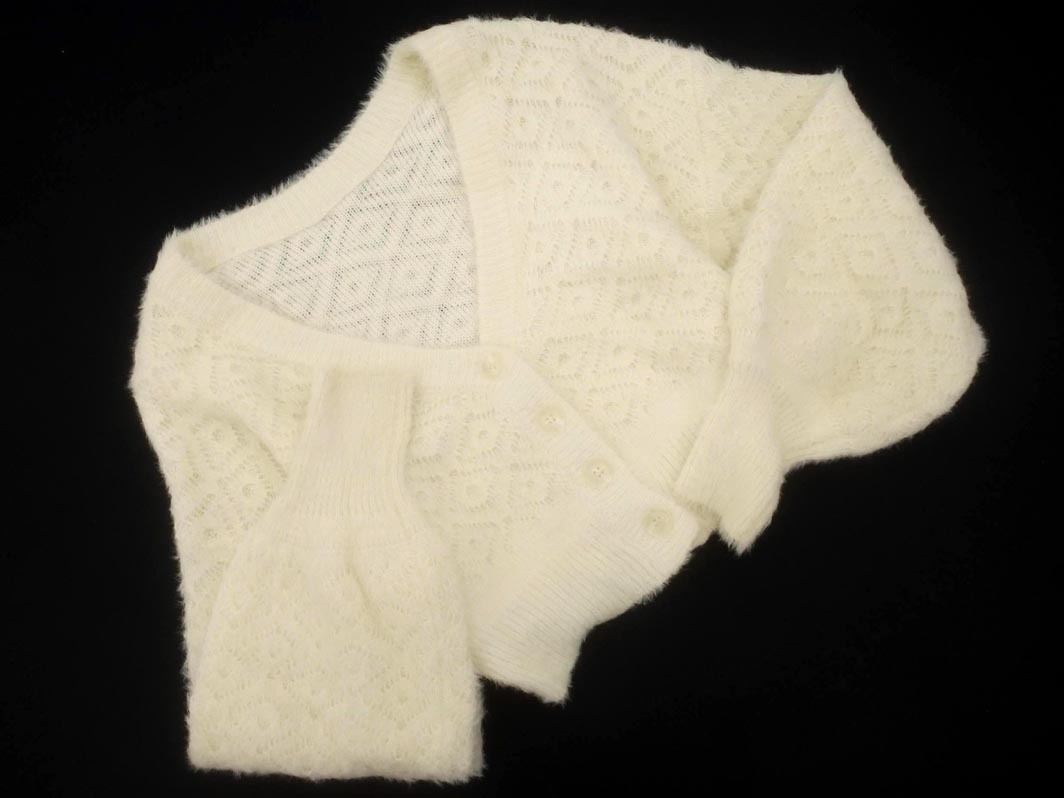 Heather ヘザー シャギー Vネック ボリュームスリーブ カーディガン sizeF/オフホワイト ◇■ ☆ fkb4 レディース_画像1