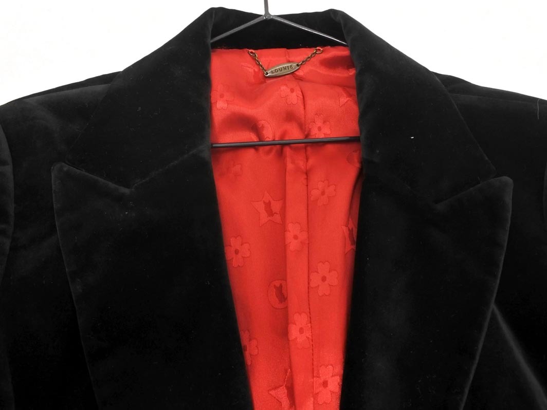LOUNIE ルーニィ ベロア テーラード ジャケット size38/黒 ◇■ ☆ fkb4 レディース_画像2