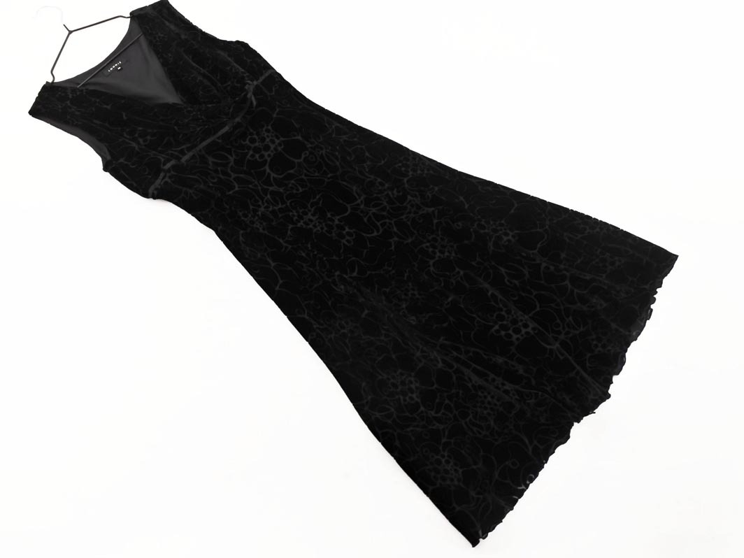 LOUNIE ルーニィ シルク100％ ベロア 花柄 ノースリーブ ワンピース size38/黒 ◇■ ☆ fkb4 レディース_画像1