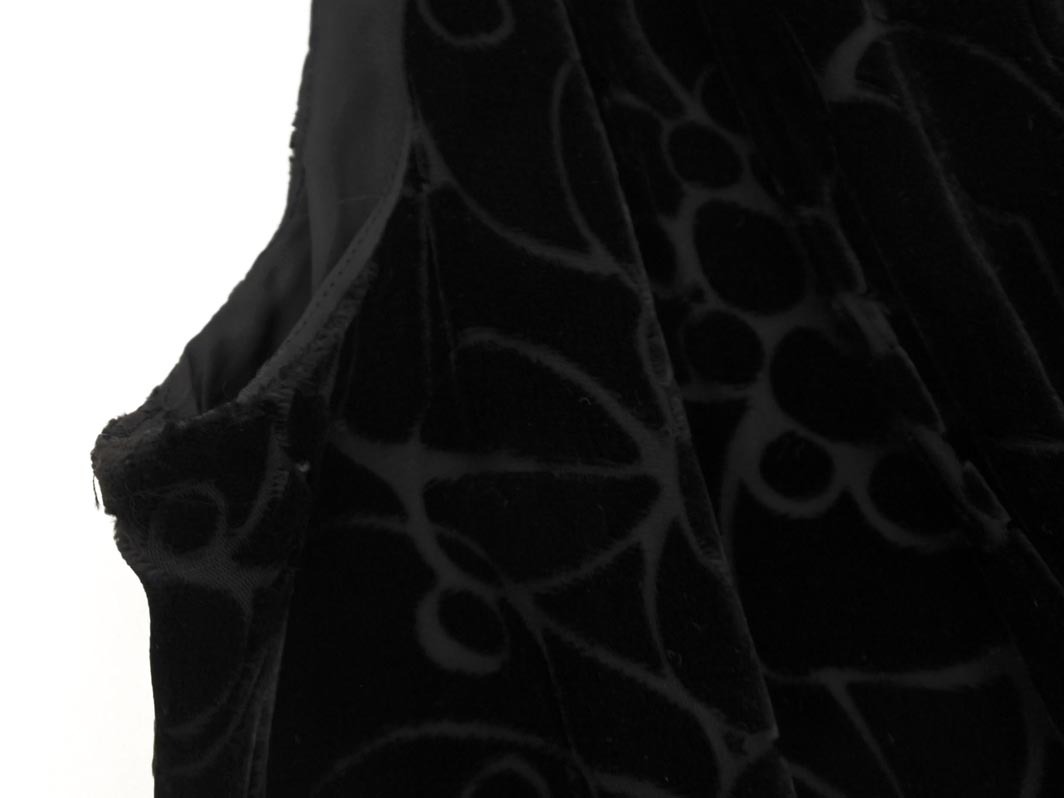 LOUNIE ルーニィ シルク100％ ベロア 花柄 ノースリーブ ワンピース size38/黒 ◇■ ☆ fkb4 レディース_画像3