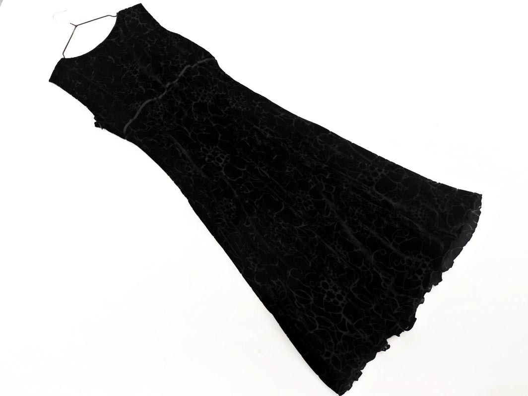 LOUNIE ルーニィ シルク100％ ベロア 花柄 ノースリーブ ワンピース size38/黒 ◇■ ☆ fkb4 レディース_画像5