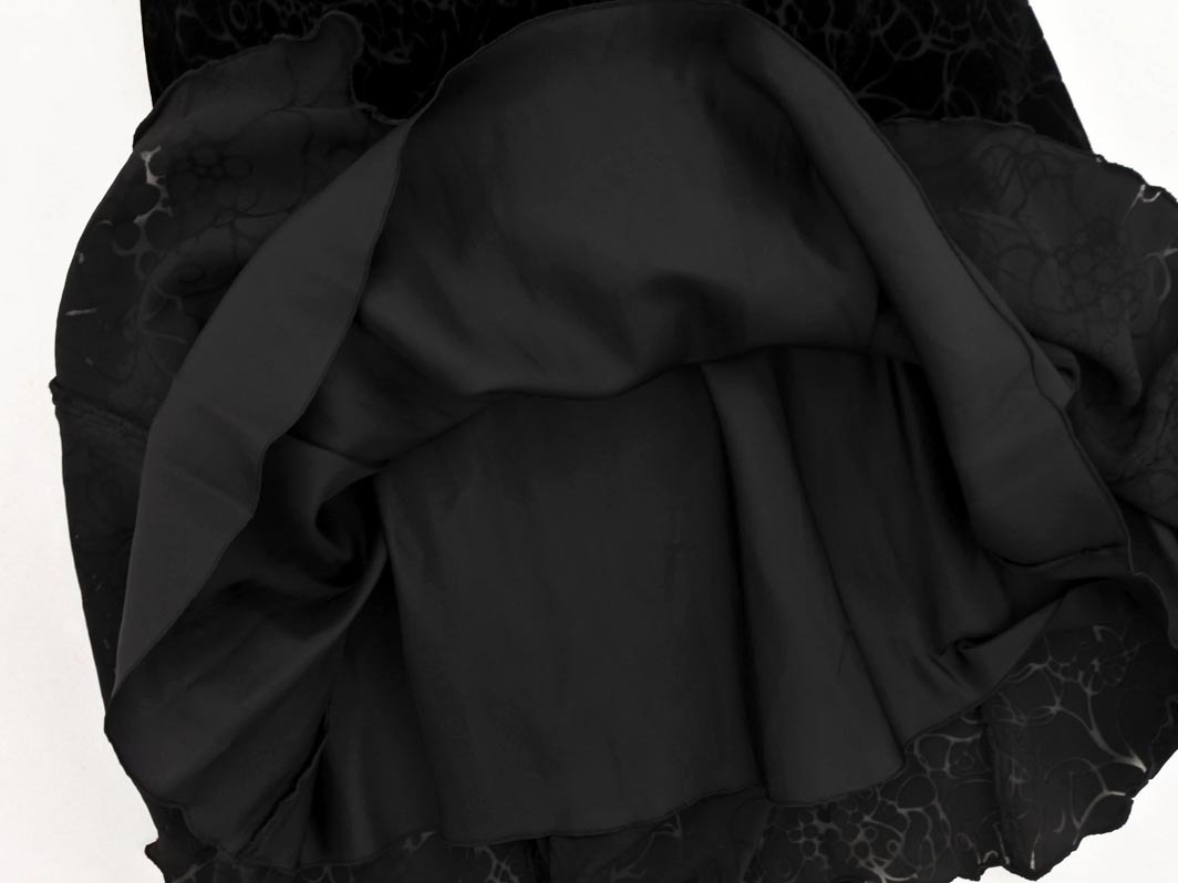 LOUNIE ルーニィ シルク100％ ベロア 花柄 ノースリーブ ワンピース size38/黒 ◇■ ☆ fkb4 レディース_画像6