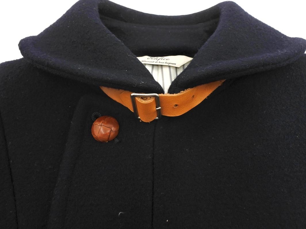 EDIFICE エディフィス ウール混 ベルト コート size38/紺 ◇■ ☆ fkb4 メンズ_画像6