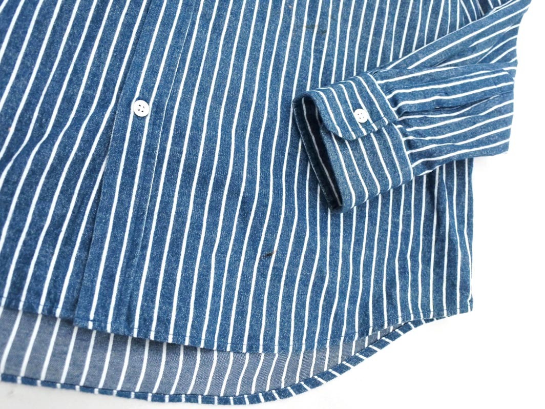 JOURNAL STANDARD ジャーナルスタンダード ストライプ バンドカラー ネル シャツ sizeM/白ｘ紺 ◇■ ☆ fkb7 メンズ_画像3