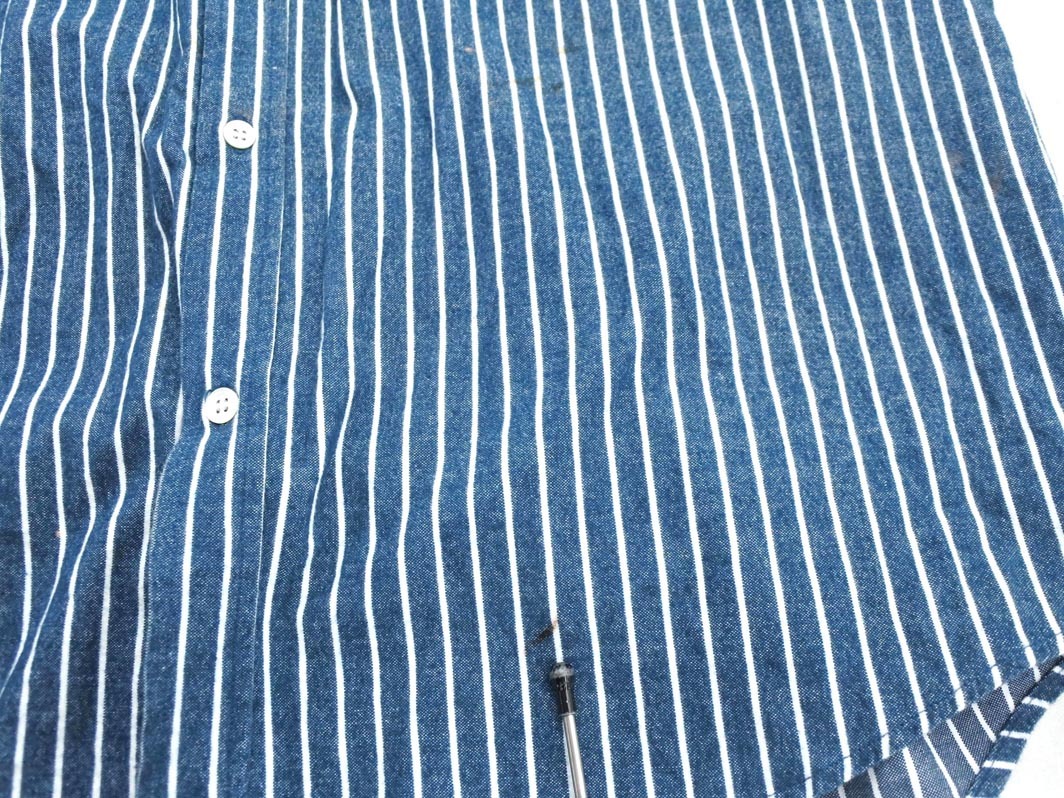 JOURNAL STANDARD ジャーナルスタンダード ストライプ バンドカラー ネル シャツ sizeM/白ｘ紺 ◇■ ☆ fkb7 メンズ_画像5