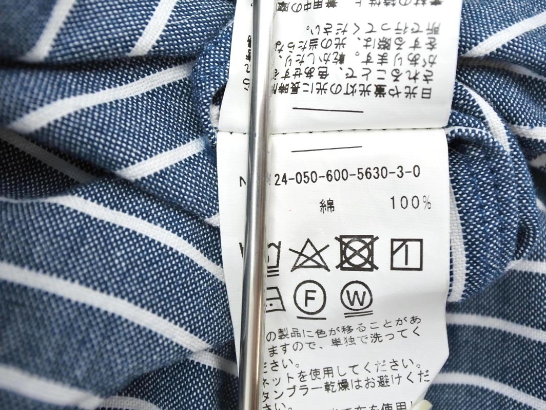 JOURNAL STANDARD ジャーナルスタンダード ストライプ バンドカラー ネル シャツ sizeM/白ｘ紺 ◇■ ☆ fkb7 メンズ_画像6