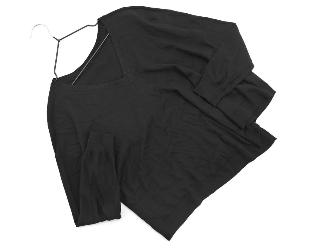 ネコポスOK UNTITLED アンタイトル ウール混 バックボタン ニット セーター 黒 ◇■ ☆ fkb7 レディース_画像1