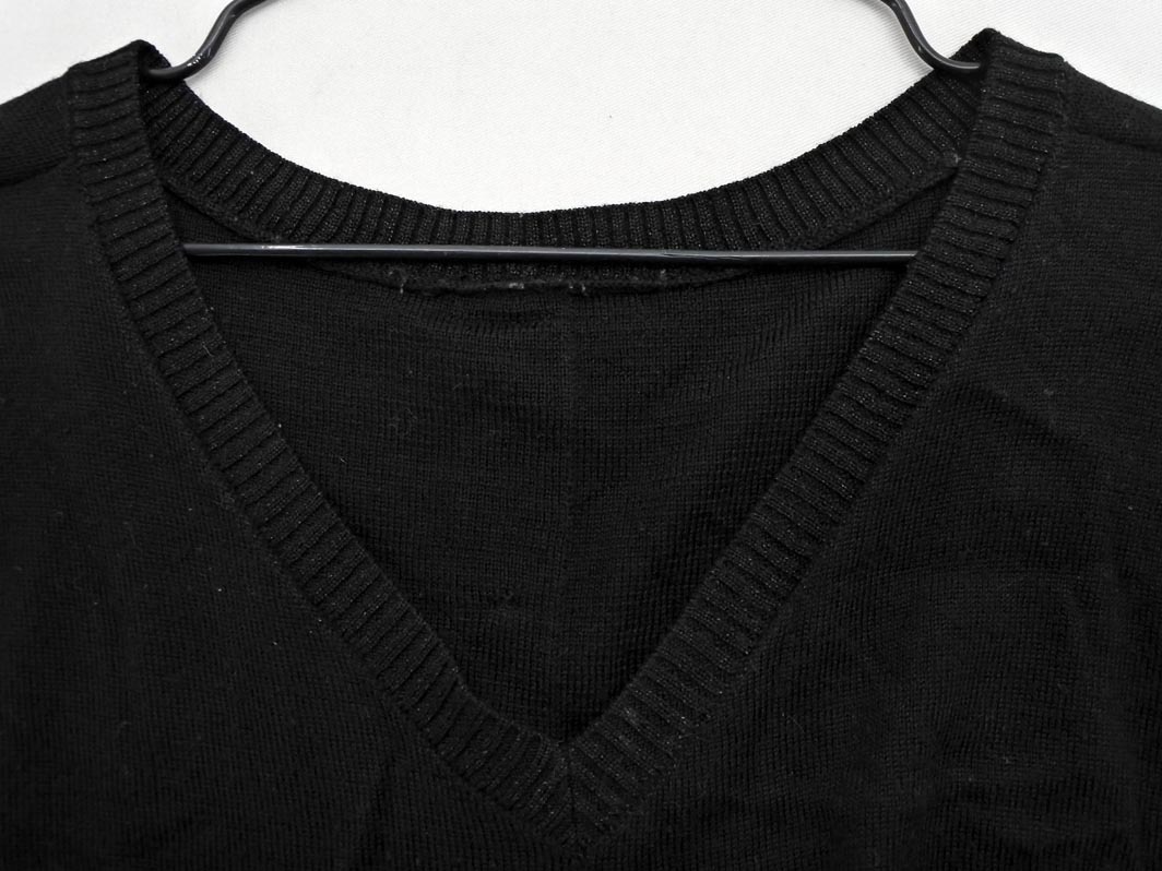 ネコポスOK UNTITLED アンタイトル ウール混 バックボタン ニット セーター 黒 ◇■ ☆ fkb7 レディース_画像3