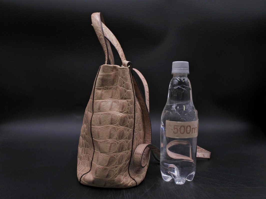 FURLA フルラ ショルダー 付き クロコ レザー ハンド バッグ ベージュ ■■ ☆ fkb7 レディース_画像2