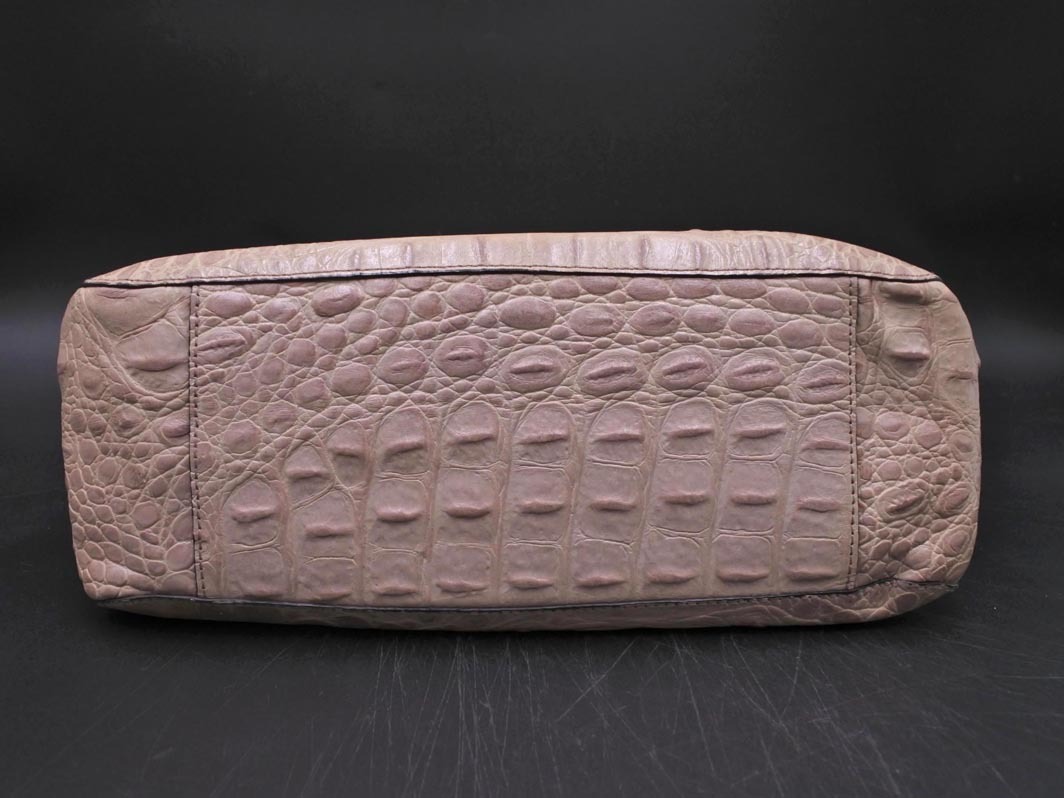 FURLA フルラ ショルダー 付き クロコ レザー ハンド バッグ ベージュ ■■ ☆ fkb7 レディース_画像5