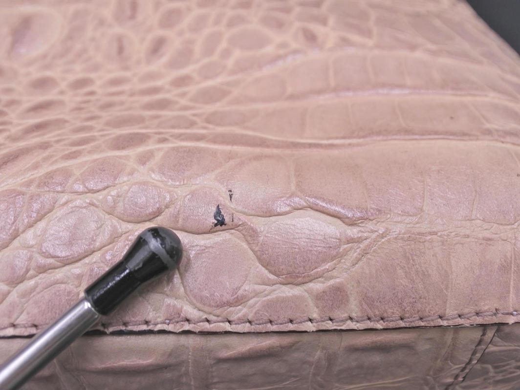 FURLA フルラ ショルダー 付き クロコ レザー ハンド バッグ ベージュ ■■ ☆ fkb7 レディース_画像7