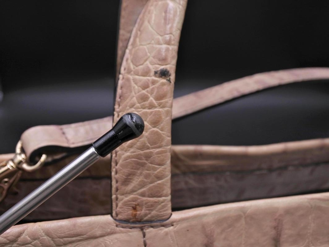 FURLA フルラ ショルダー 付き クロコ レザー ハンド バッグ ベージュ ■■ ☆ fkb7 レディース_画像9