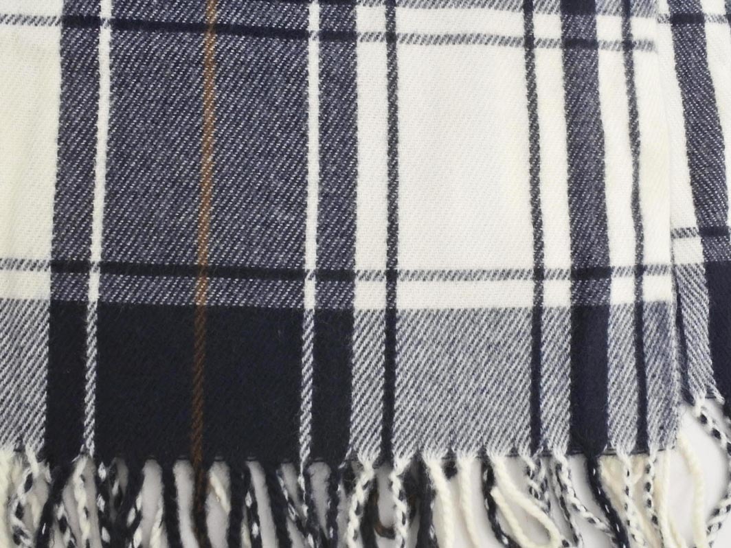 GLOBAL WORK グローバルワーク チェック 大判 ストール 白ｘ紺 ◆■ ☆ fkb7 レディース_画像3
