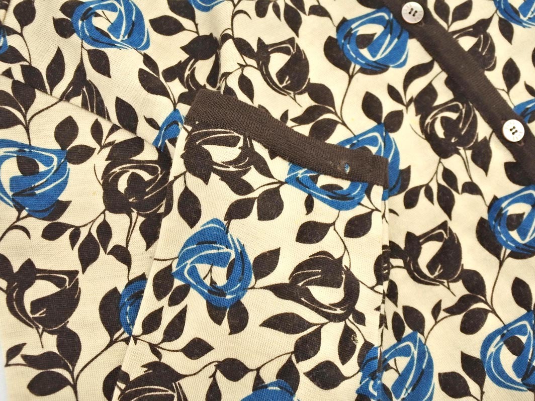 ネコポスOK DAKS ダックス ウール100% 花柄 カーディガン size40/ベージュ ◇■ ☆ fkb7 レディース_画像3