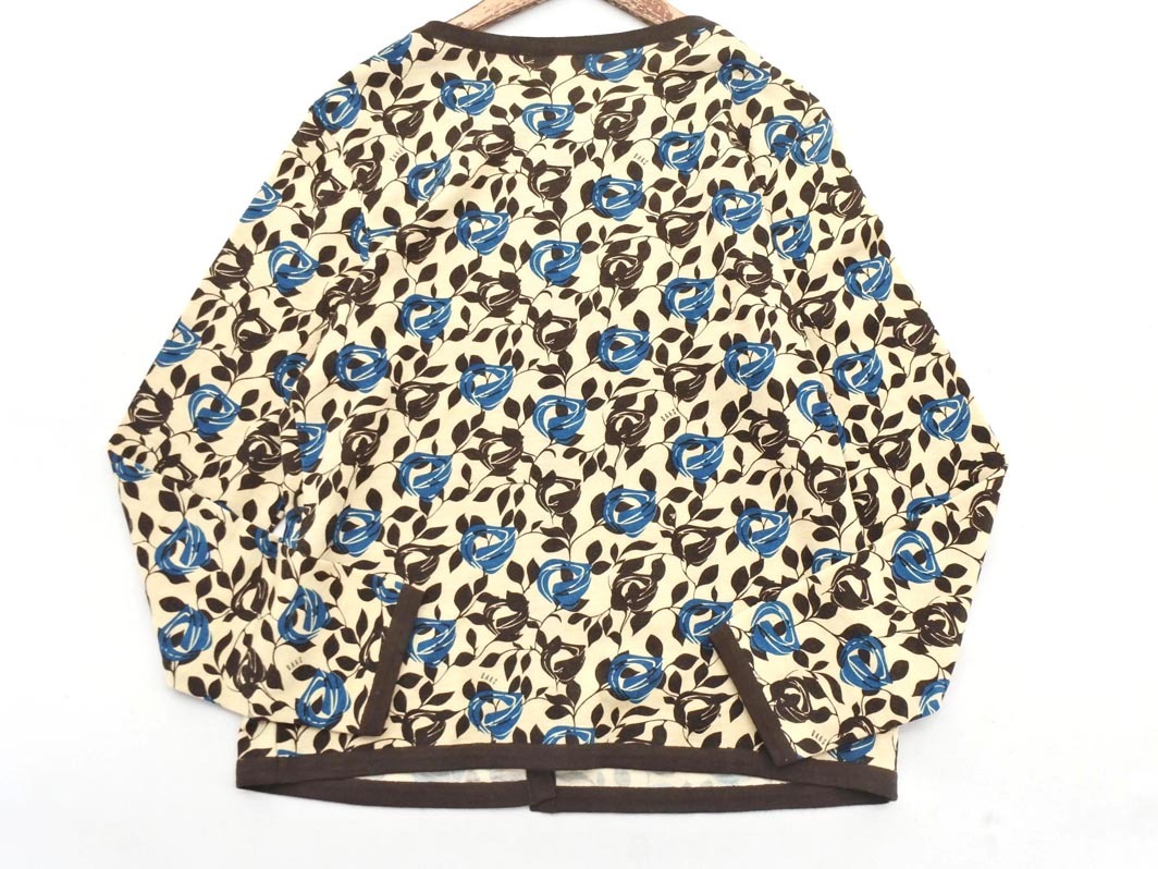 ネコポスOK DAKS ダックス ウール100% 花柄 カーディガン size40/ベージュ ◇■ ☆ fkb7 レディース_画像5