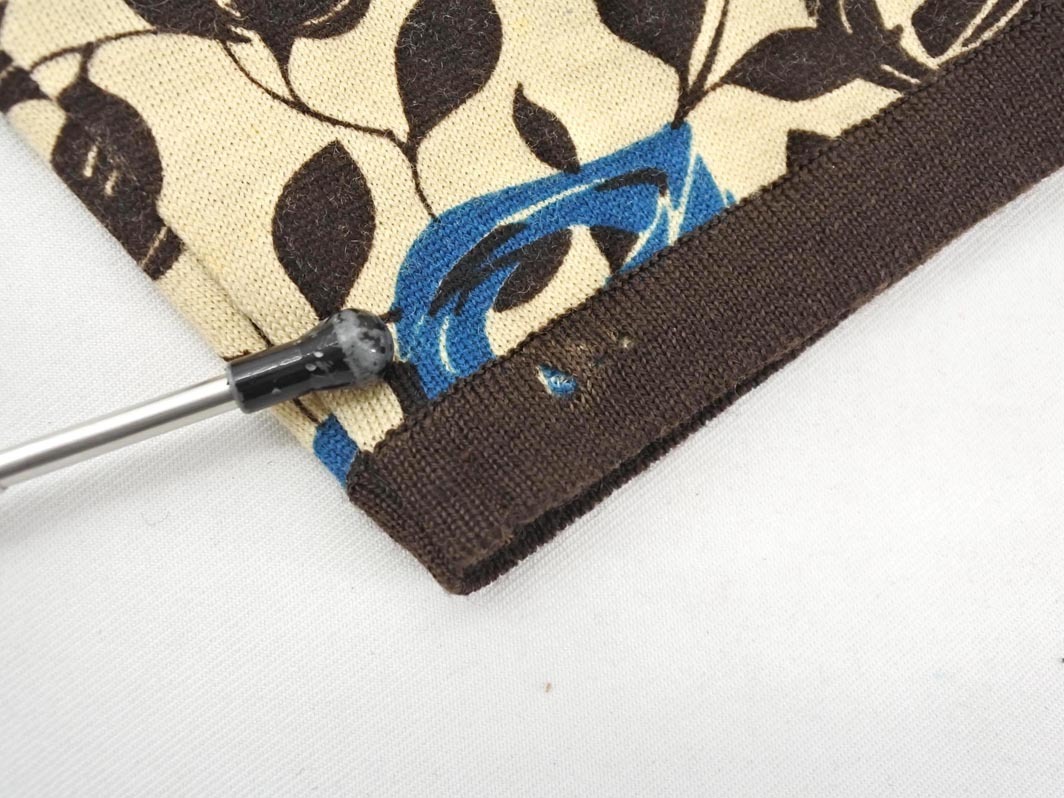 ネコポスOK DAKS ダックス ウール100% 花柄 カーディガン size40/ベージュ ◇■ ☆ fkb7 レディース_画像6