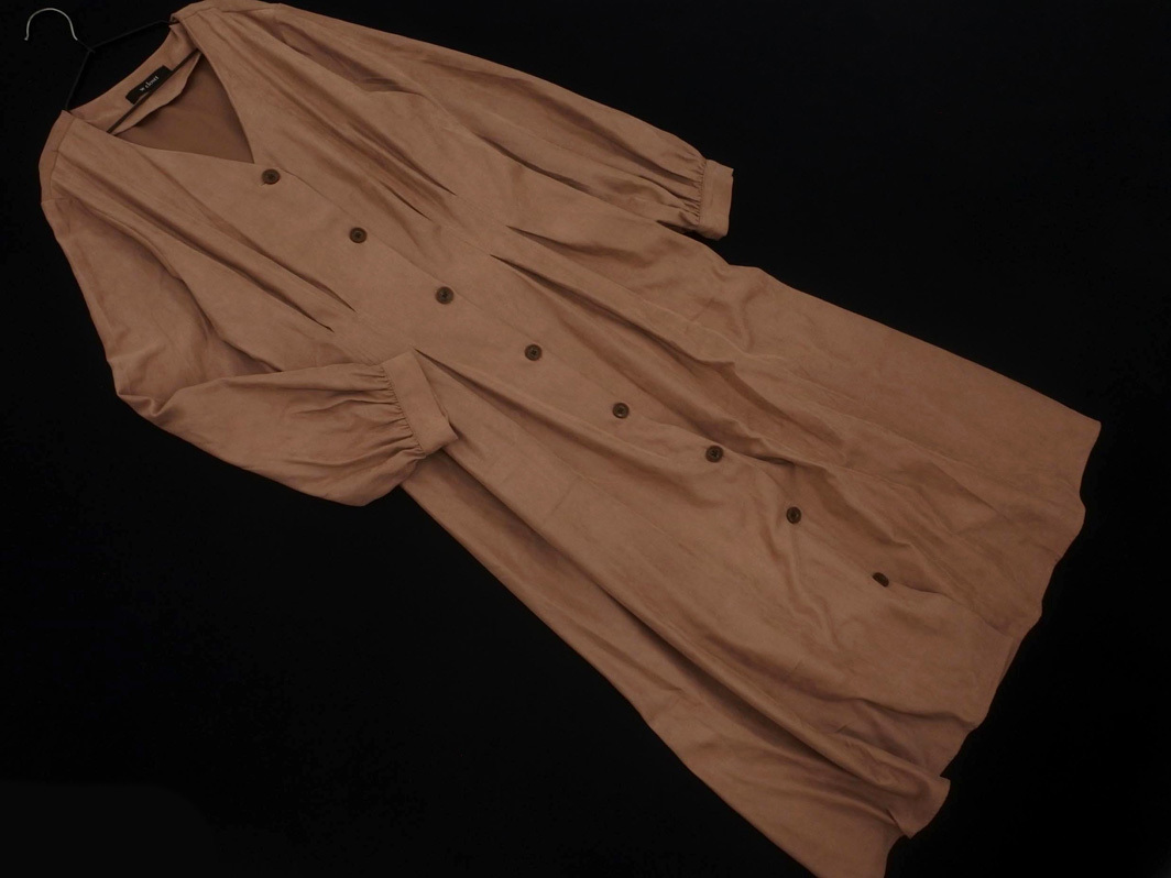 w closet ダブルクローゼット Vネック タック ロング シャツ ワンピース sizeF/ピンク ◇■ ☆ fkb7 レディース_画像1