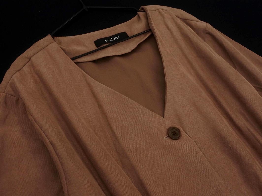 w closet ダブルクローゼット Vネック タック ロング シャツ ワンピース sizeF/ピンク ◇■ ☆ fkb7 レディース_画像4