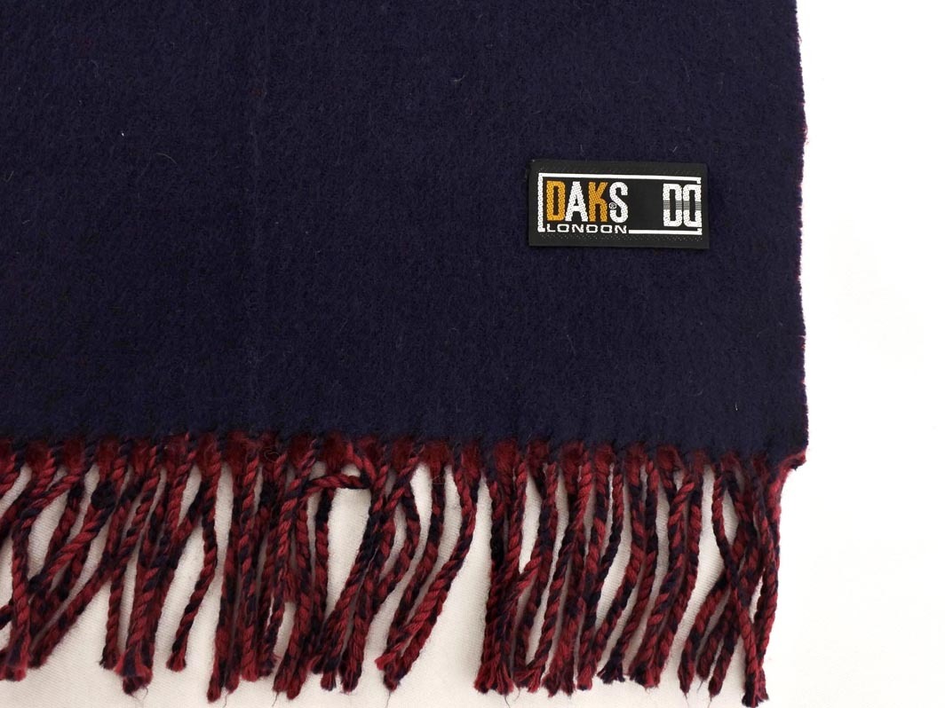 ネコポスOK DAKS ダックス ウール100% マフラー 紺ｘボルドー ◇■ ☆ fkb7 メンズ_画像4