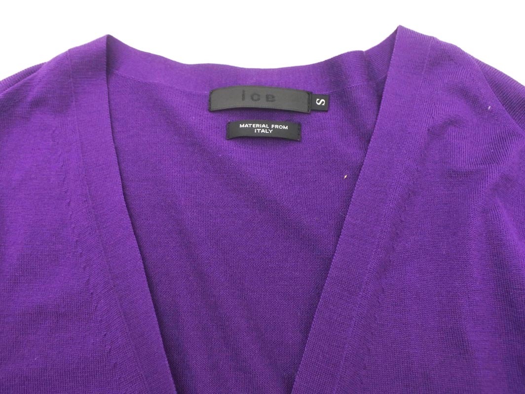 ネコポスOK iCB アイシービー ウール100% ニット カーディガン sizeS/紫 ◇■ ☆ fkb7 レディース_画像3