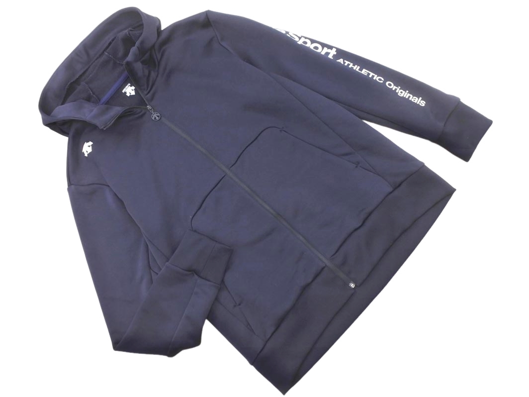 DESCENTE デサント ロゴ ジップアップ パーカー sizeM/紺 ◇■ ☆ fkb7 メンズ_画像1