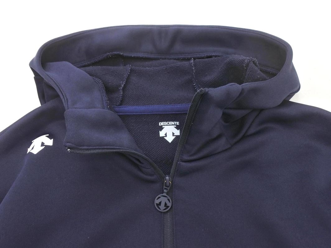DESCENTE デサント ロゴ ジップアップ パーカー sizeM/紺 ◇■ ☆ fkb7 メンズ_画像3