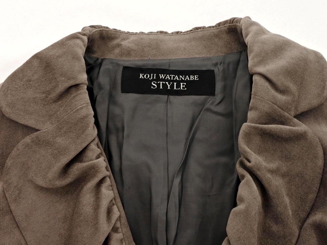 KOJI WATANABE STYLE コージワタナベスティル ベロア ジャケット size9/茶 ◇■ ☆ fkb7 レディース_画像3