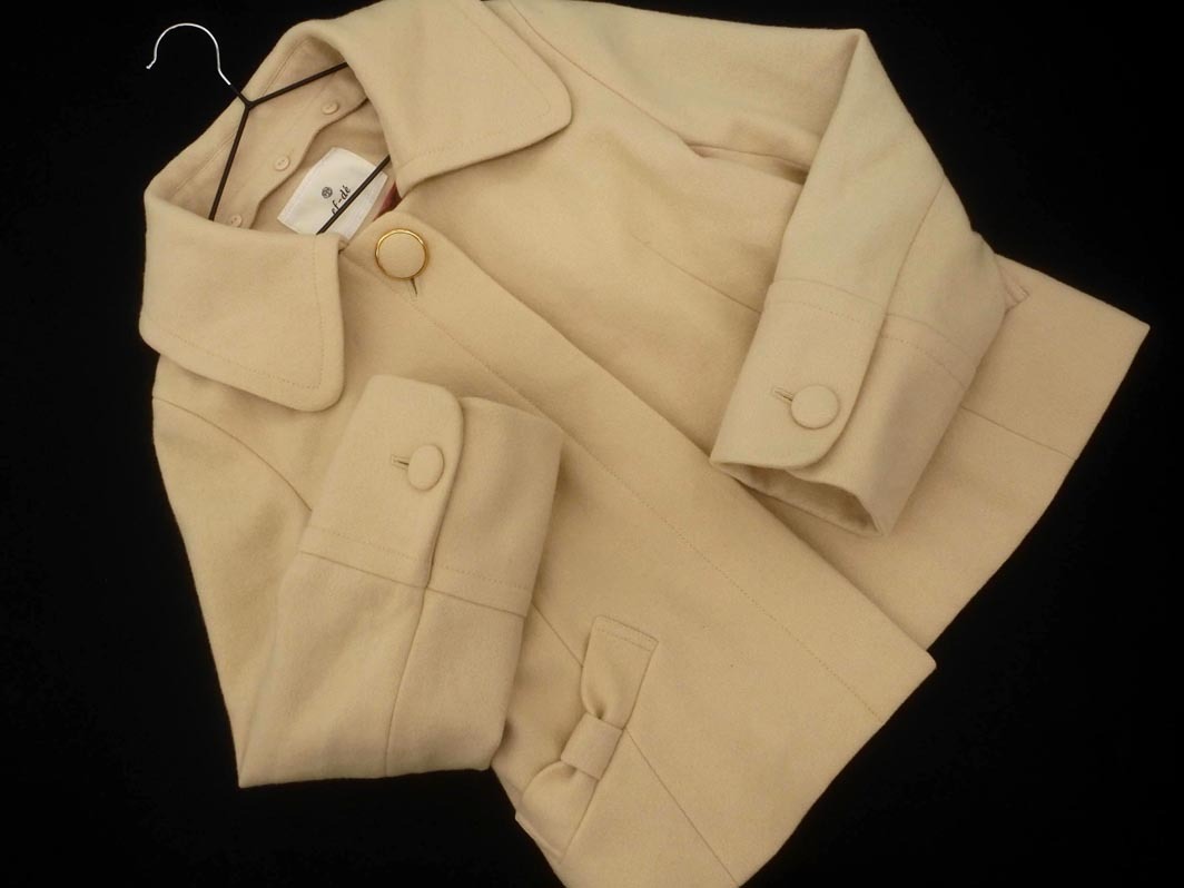 ef-de エフデ ウール混 襟付き ノーカラー ジャケット size9/ベージュ ◇■ ☆ fkb7 レディース_画像1