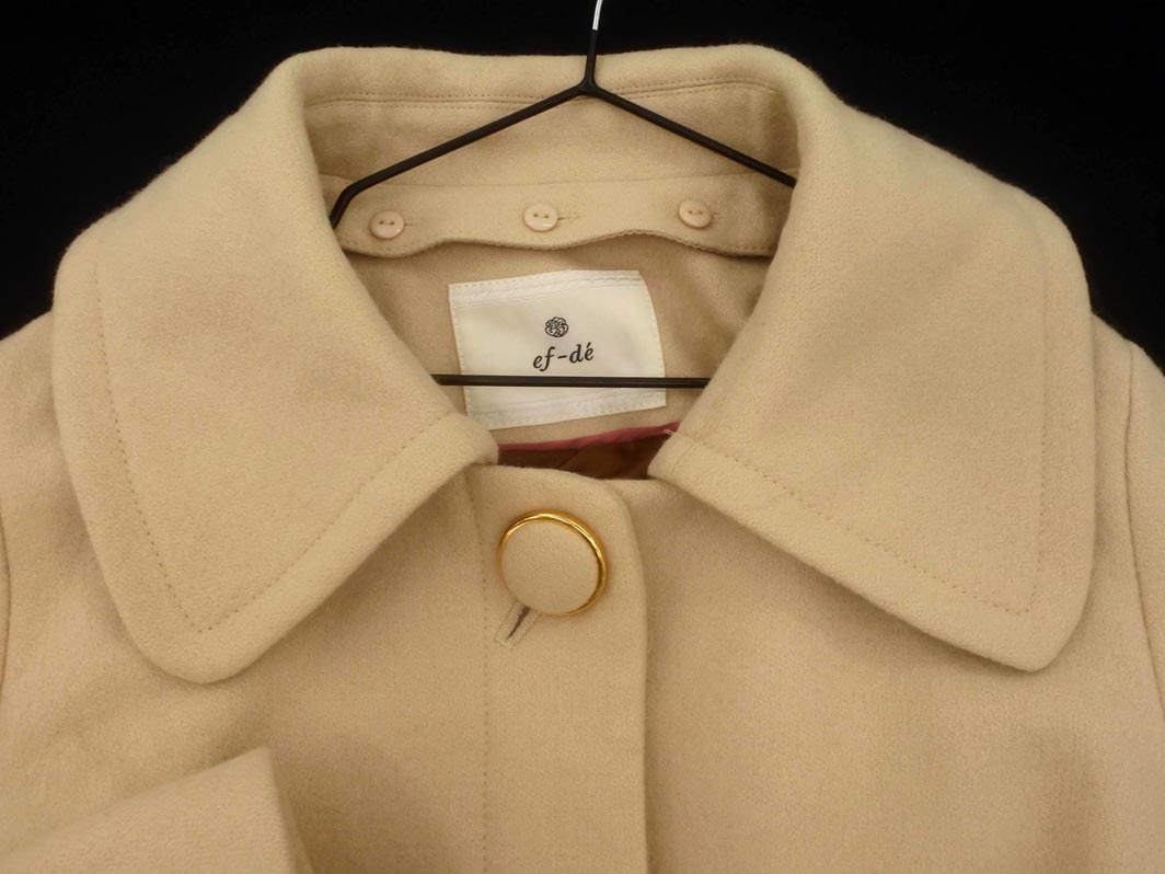 ef-de エフデ ウール混 襟付き ノーカラー ジャケット size9/ベージュ ◇■ ☆ fkb7 レディース_画像2