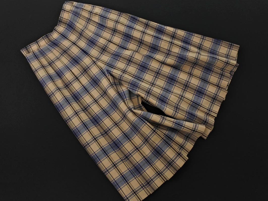 DAKS ダックス ウール100% チェック プリーツ ガウチョ パンツ size63 90/青ｘベージュ ◇■ ☆ fkb7 レディース_画像1