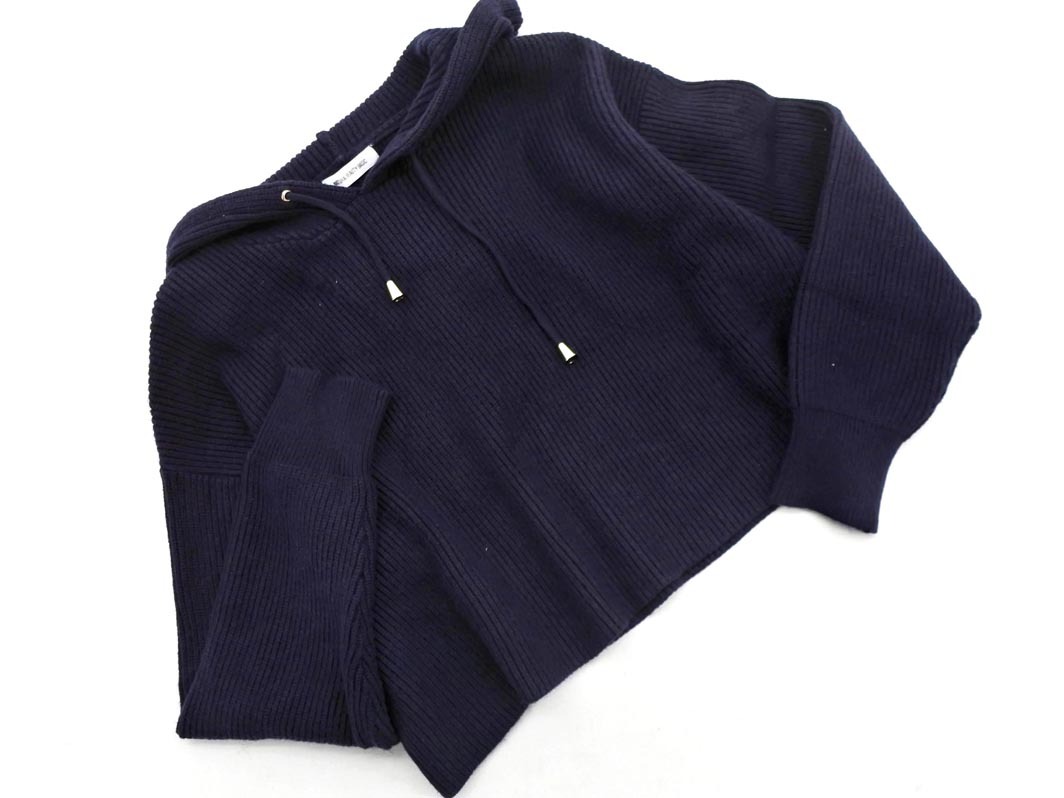 NATURAL BEAUTY BASIC ナチュラルビューティーベーシック ワイド幅 ニット プルオーバー パーカー sizeFR/紺 ◇■ ☆ fkb7 レディース_画像1