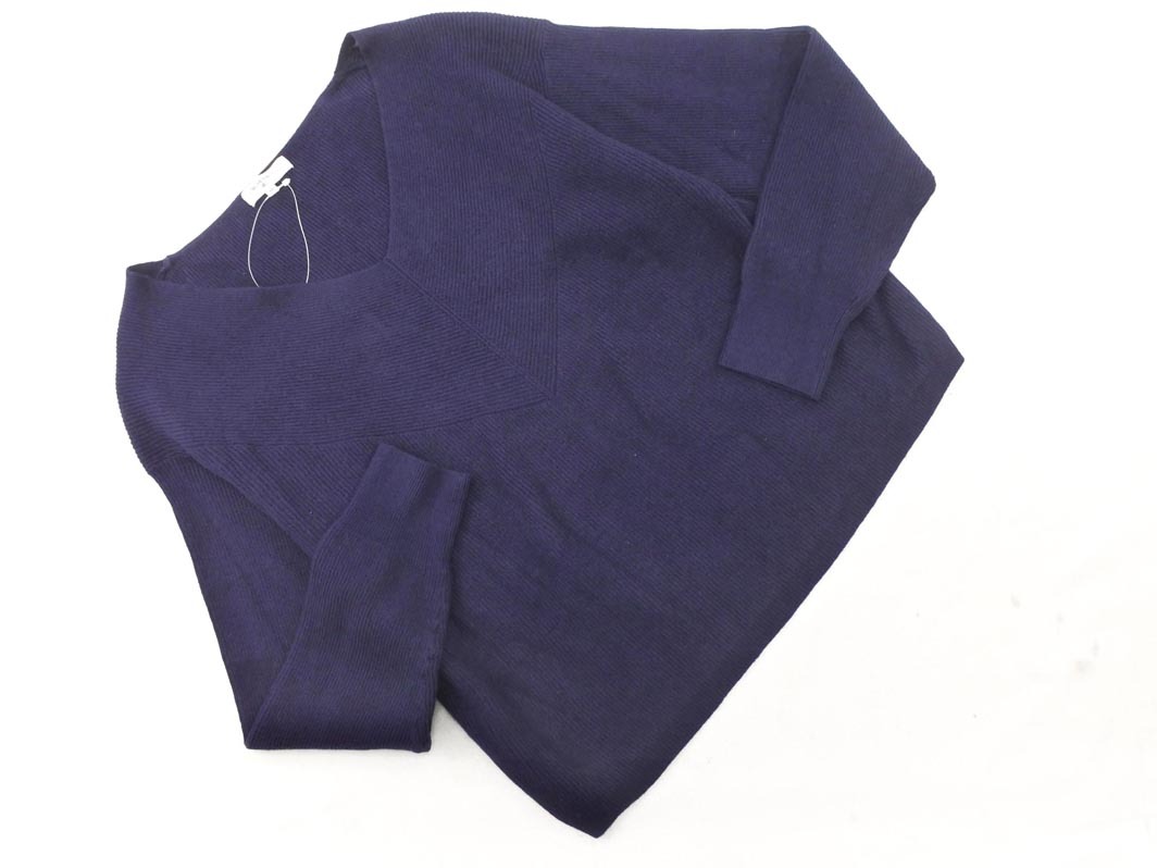 新品 NATURAL BEAUTY BASIC ナチュラルビューティーベーシック Vネック ニット セーター sizeM/紺 ◇■ ☆ fkb7 レディース_画像1