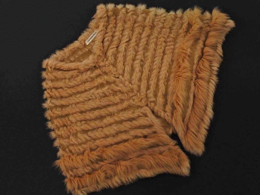 STRAWBERRY-FIELDS ストロベリーフィールズ ウール混 ファー ラビット フォックス ケープ キャメル ◇■ ☆ fkb8 レディース_画像1