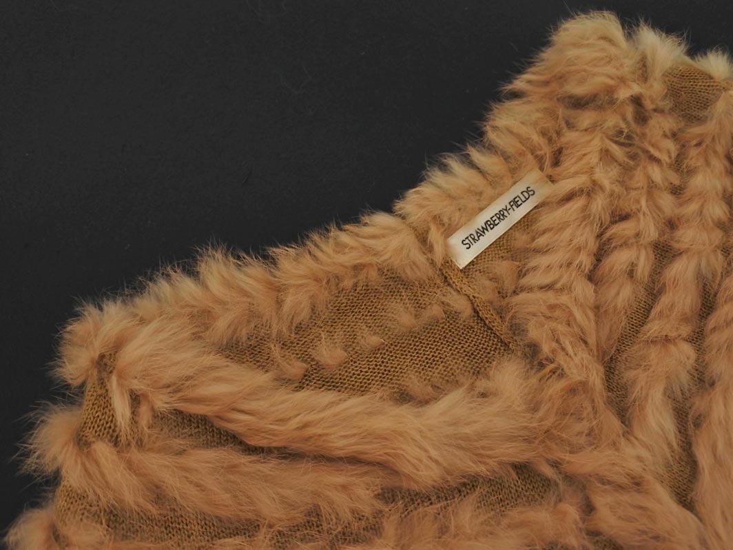 STRAWBERRY-FIELDS ストロベリーフィールズ ウール混 ファー ラビット フォックス ケープ キャメル ◇■ ☆ fkb8 レディース_画像2