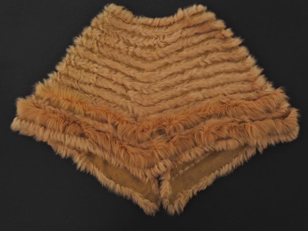 STRAWBERRY-FIELDS ストロベリーフィールズ ウール混 ファー ラビット フォックス ケープ キャメル ◇■ ☆ fkb8 レディース_画像5