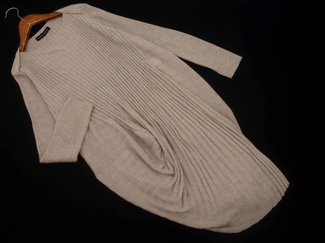 HIROKO KOSHINO ヒロココシノ ウール100% ボートネック ニット チュニック ワンピース size40/モカ ◇■ ☆ fkb8 レディース_画像1