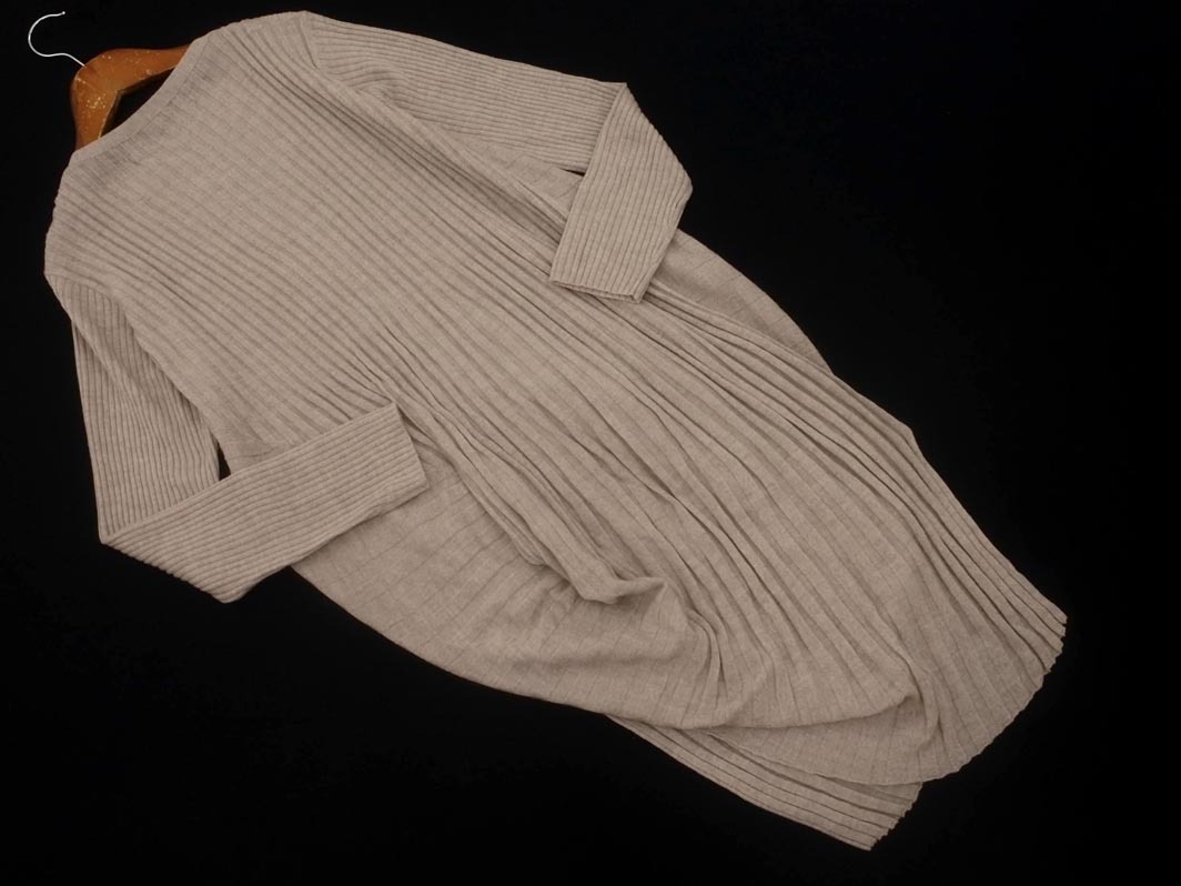 HIROKO KOSHINO ヒロココシノ ウール100% ボートネック ニット チュニック ワンピース size40/モカ ◇■ ☆ fkb8 レディース_画像5